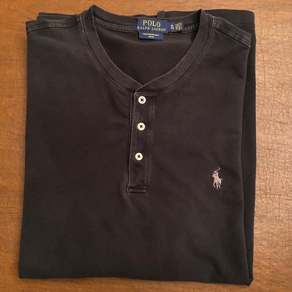 Pair of Ralph Lauren Men's Long Sleeve Henley • Gray & Navy - Picture 2 of 10